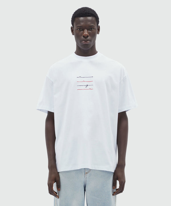 White jersey T-Shirt with MSGM embroidery