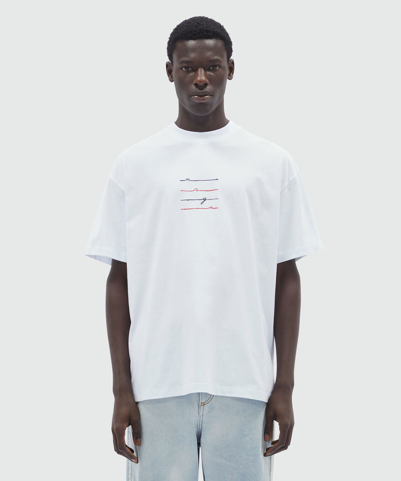 White jersey T-Shirt with MSGM embroidery WHITE Men 