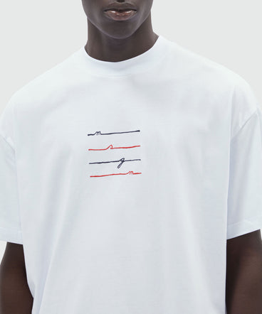 White jersey T-Shirt with MSGM embroidery