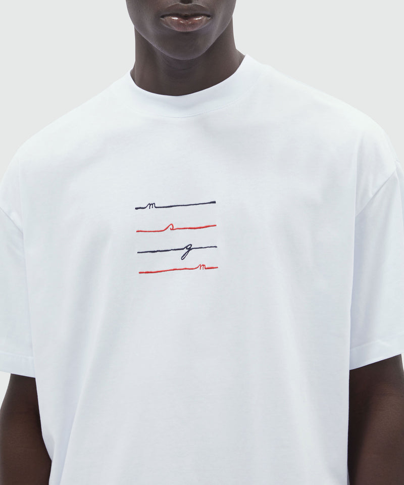 White jersey T-Shirt with MSGM embroidery WHITE Men 