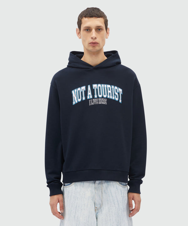 Felpa in jersey blu con quote MSGM