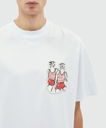 White jersey T-Shirt with "Two Sailors" embroidery