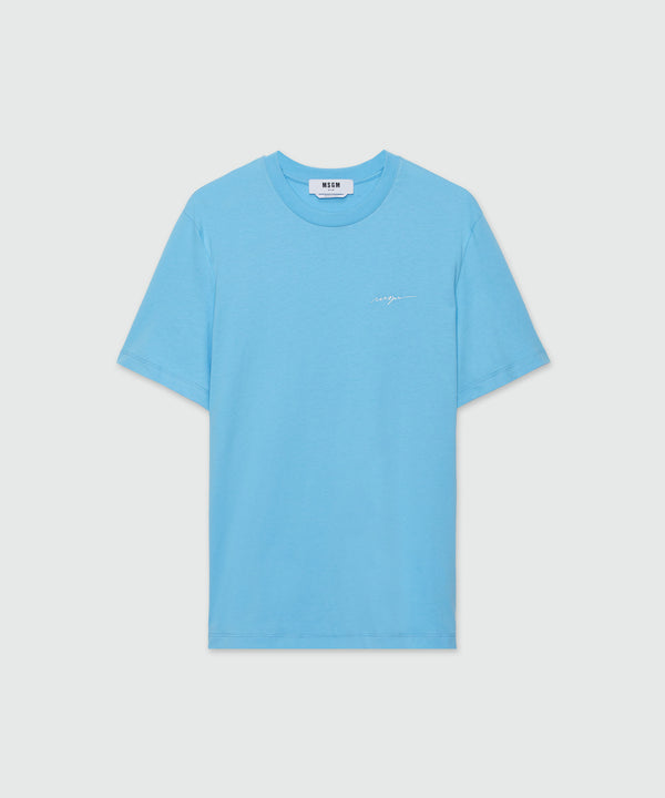 Light blue jersey T-Shirt and embroidered logo