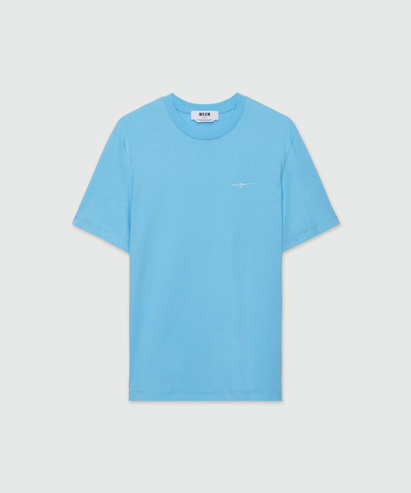 Light blue jersey T-Shirt and embroidered logo 84 Men 