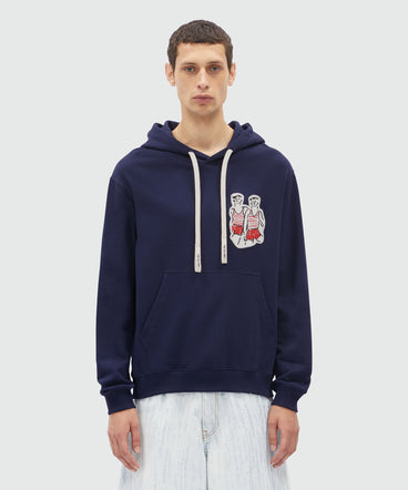 Blue jersey sweatshirt with Luke Edward Hall x MSGM graphics