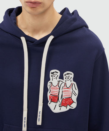 Blue jersey sweatshirt with Luke Edward Hall x MSGM graphics