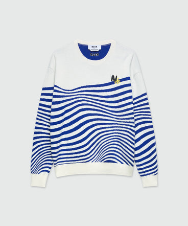 Wave patterned cotton sweater