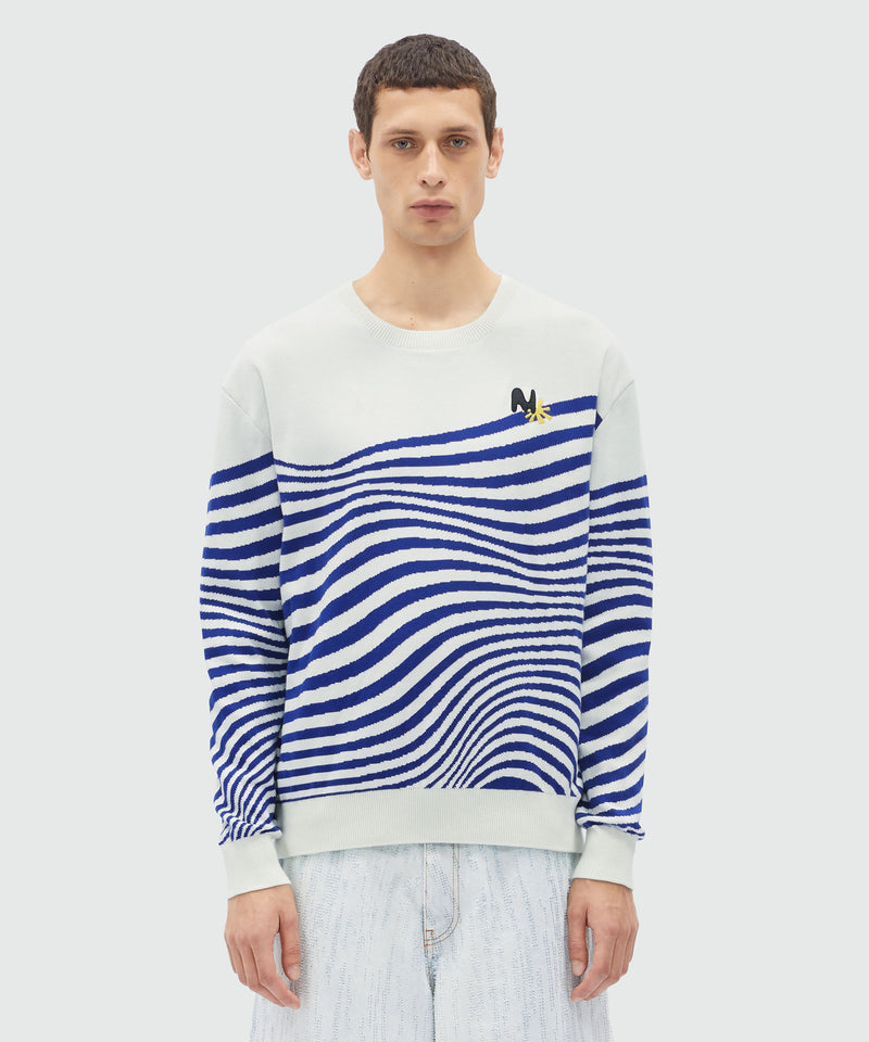 Wave patterned cotton sweater OFF WHITE Men 