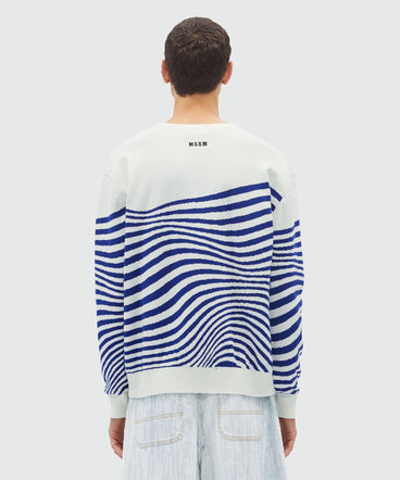 Wave patterned cotton sweater