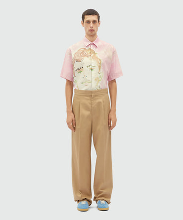 Hazelnut technical gabardine trousers