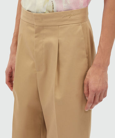 Hazelnut technical gabardine trousers