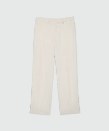 Ivory flamed viscose canvas trousers