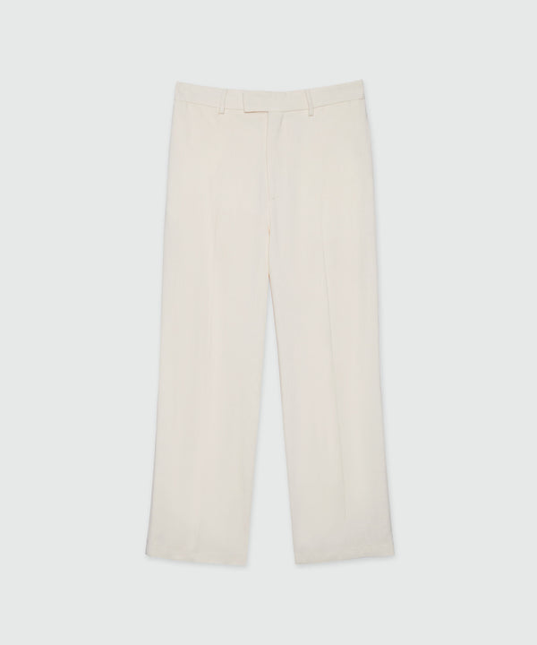 Ivory flamed viscose canvas trousers