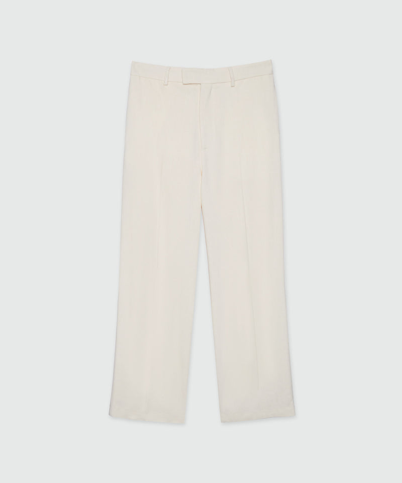 Ivory flamed viscose canvas trousers OFF WHITE Men 