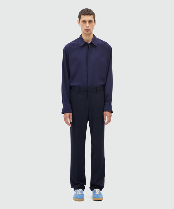 Dark blue chino trousers in light wool