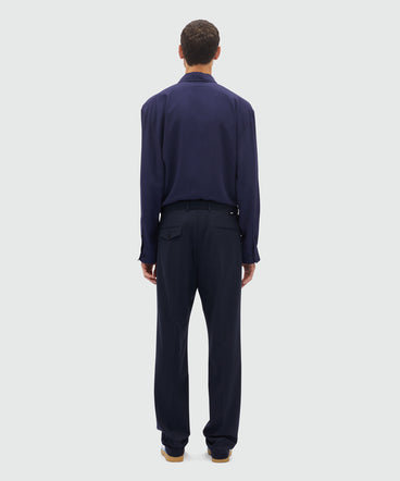 Dark blue chino trousers in light wool