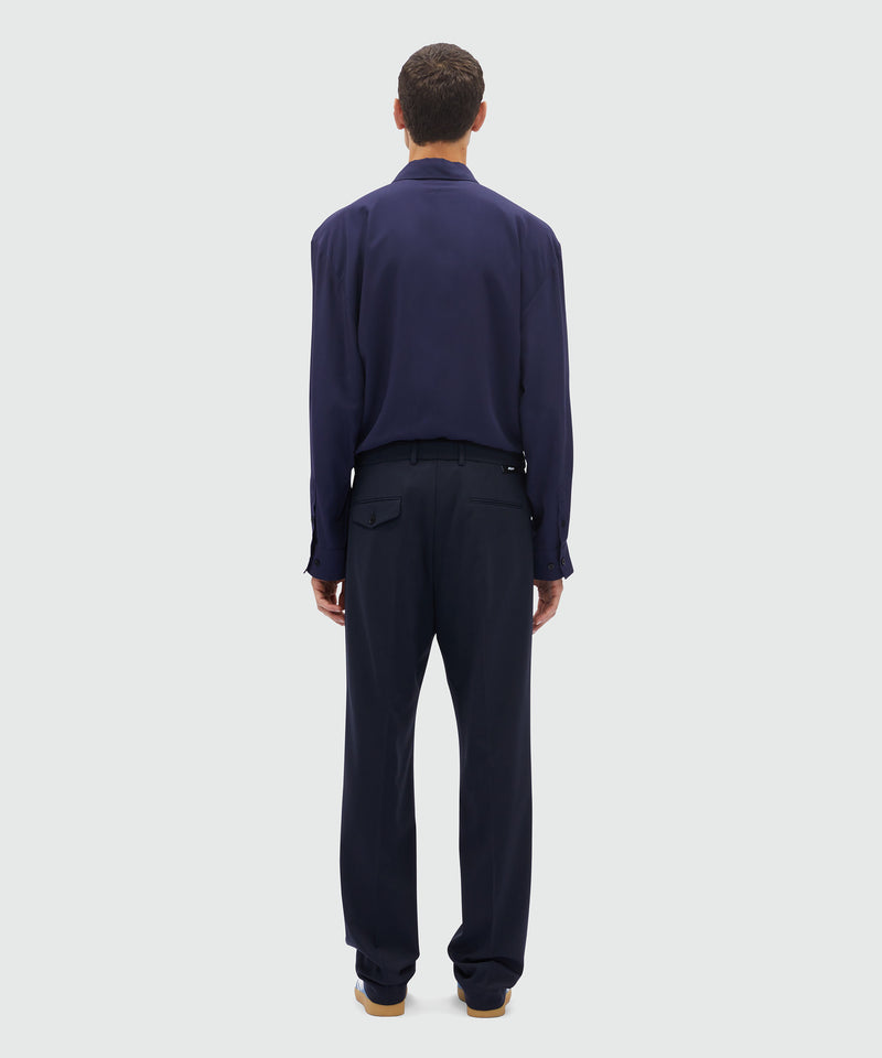 Dark blue chino trousers in light wool 88 Men 