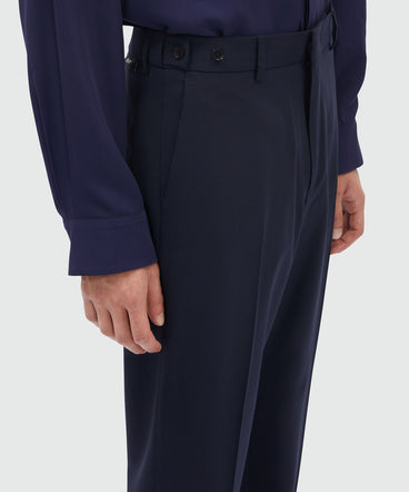 Dark blue chino trousers in light wool