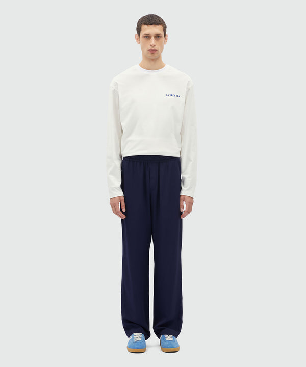 Blue fluid viscose trousers