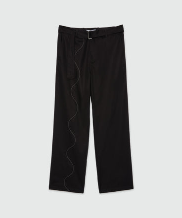 Black gabardine trousers with Wave embroidery