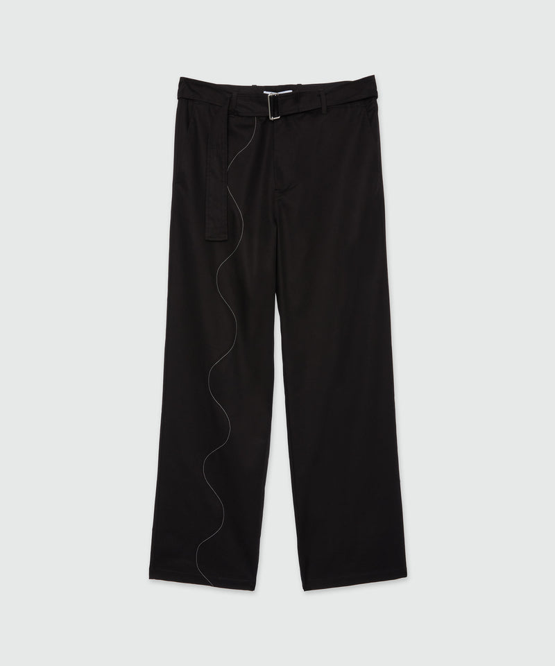 Black gabardine trousers with Wave embroidery Black Men 