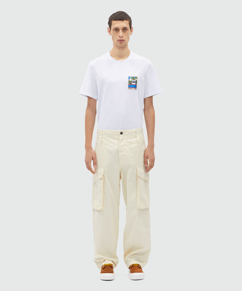 Cargo trousers in "parachute" canvas with pockets OFF WHITE Men 