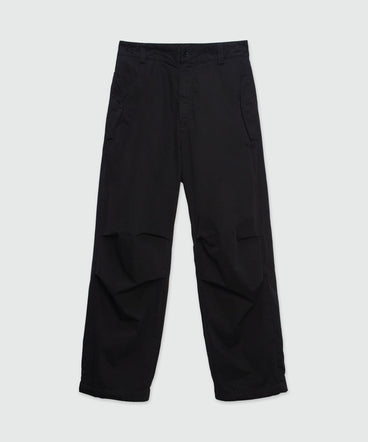 Black cargo trousers in "parachute" canvas