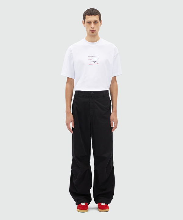 Black cargo trousers in "parachute" canvas