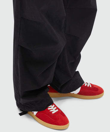 Black cargo trousers in "parachute" canvas