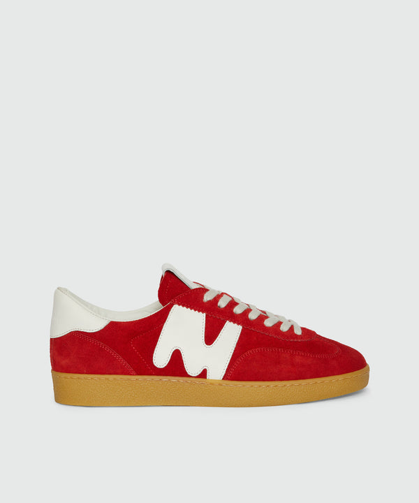 Red Retro Trainer sneakers in "TheMwave" suede