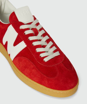 Red Retro Trainer sneakers in "TheMwave" suede