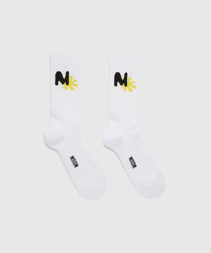 White socks with "TheMwave" jacquard graphics OFF WHITE Men 