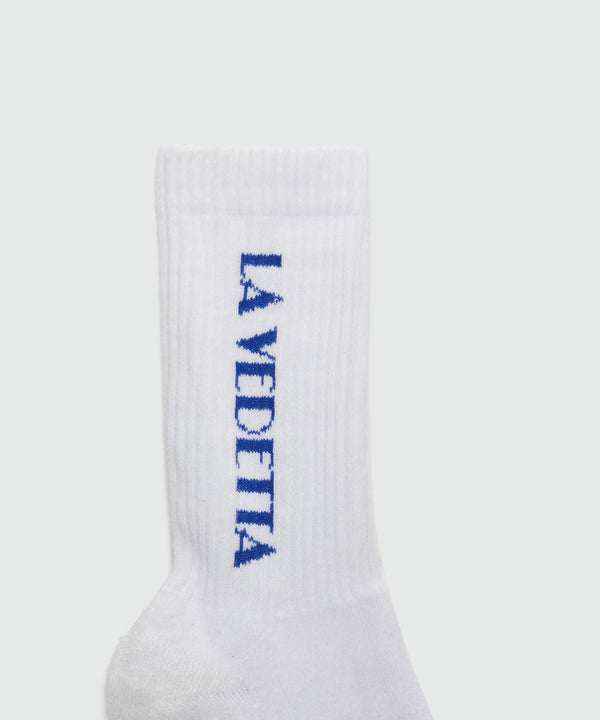 White socks with "La Vedetta" jacquard graphics