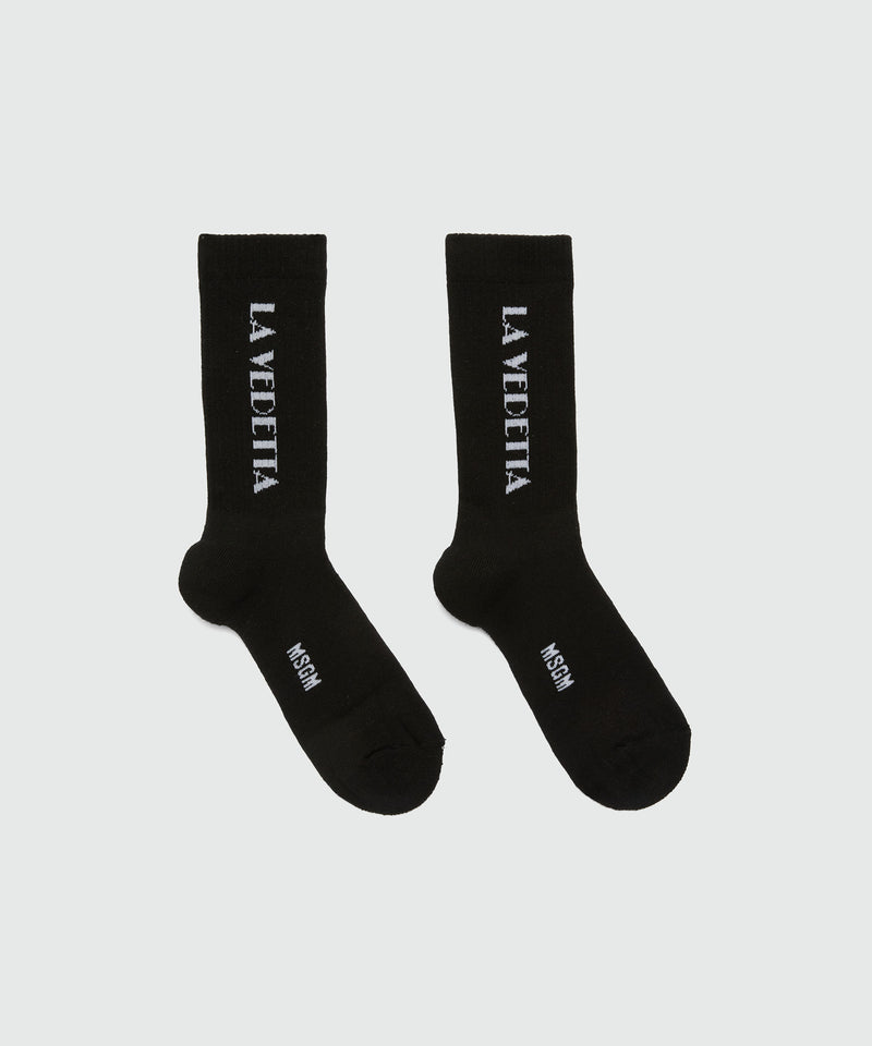 Black socks with "La Vedetta" jacquard graphics 99 Men 