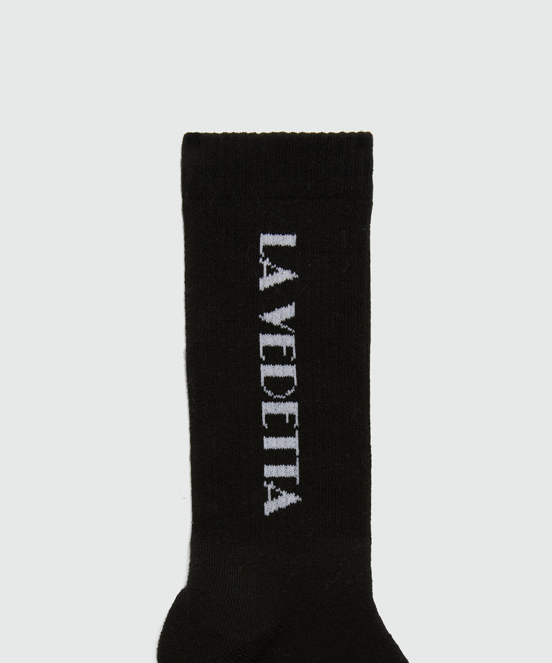 Black socks with "La Vedetta" jacquard graphics Black Men 