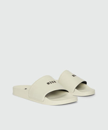 Off-white pool slides with MSGM micro logo