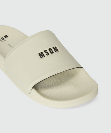 Off-white pool slides with MSGM micro logo