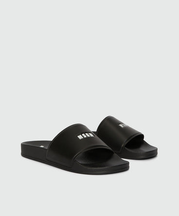 Black pool slides with MSGM micro logo