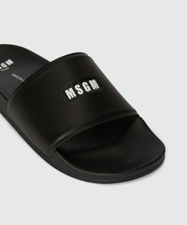 Pool slides nere con micro logo MSGM