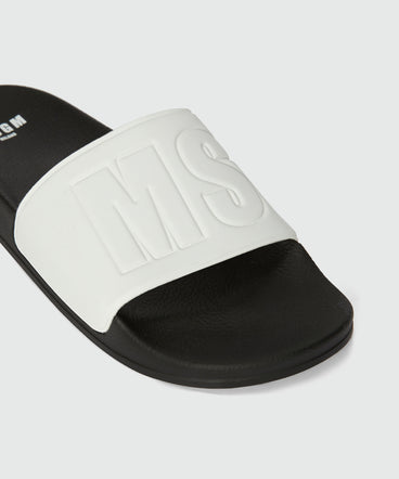 Black and white pool slides with MSGM macrologo