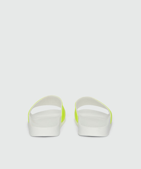 White and fluorescent yellow pool slides with MSGM macrologo