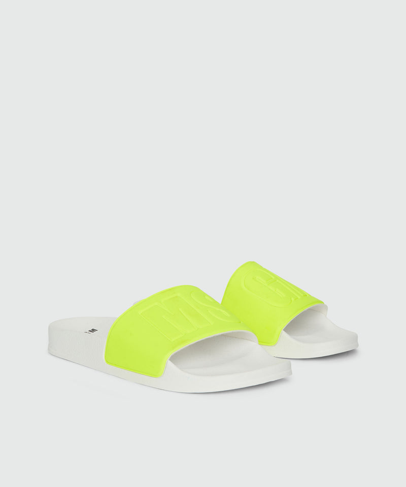 White and fluorescent yellow pool slides with MSGM macrologo YELLOW FLUO Men 