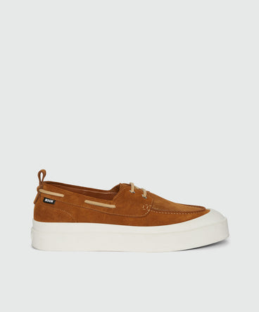 Tobacco suede boat shoes