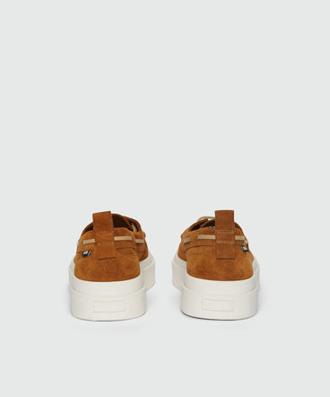 Tobacco suede boat shoes