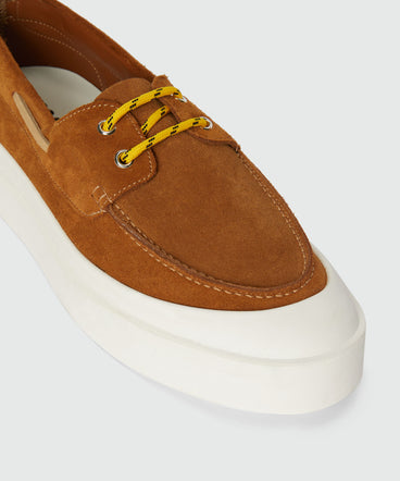 Tobacco suede boat shoes