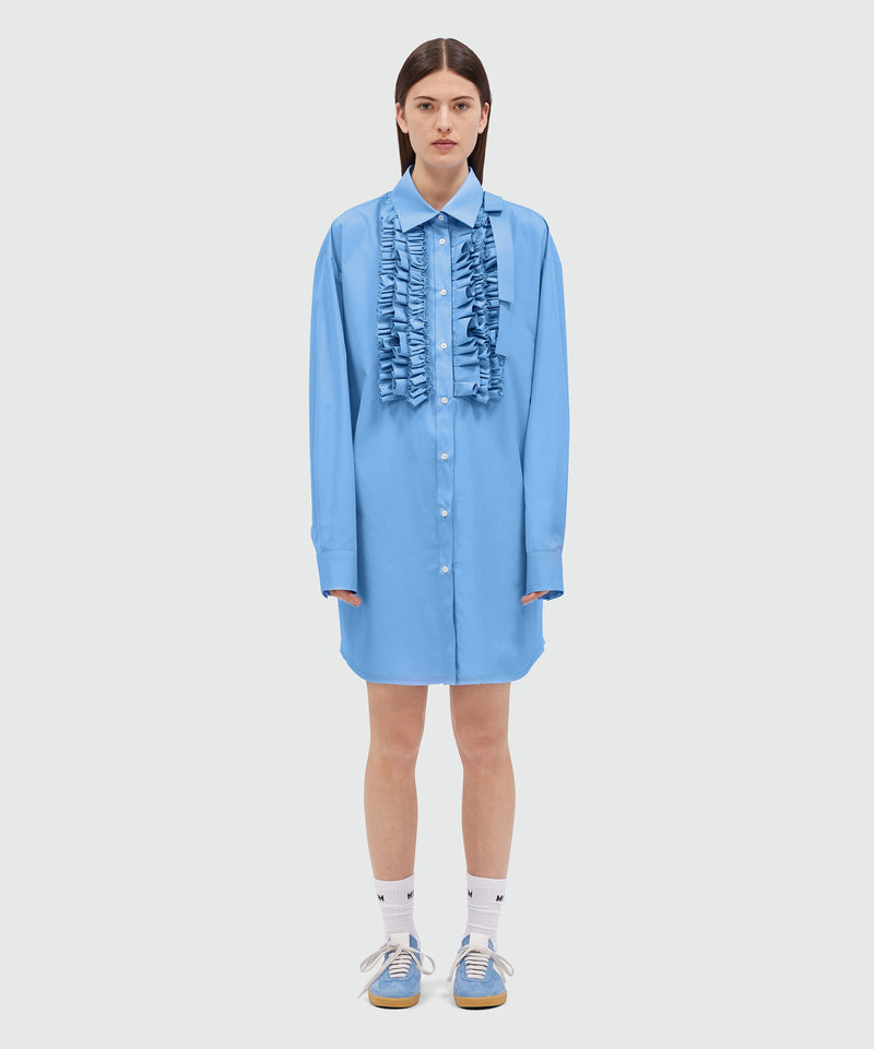 Light blue poplin shirt dress with ruffles BLUE Women 