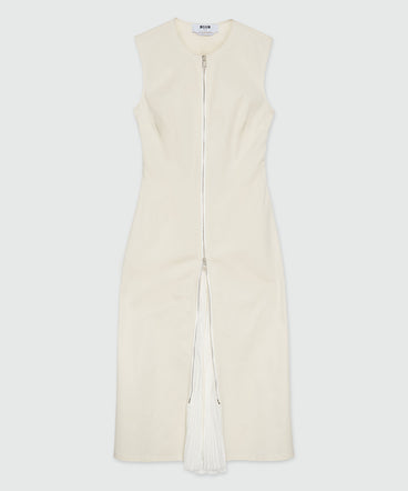 Gabardine midi dress with zip