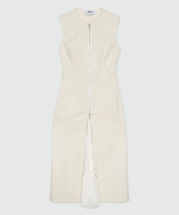 Gabardine midi dress with zip