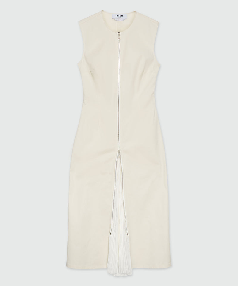 Gabardine midi dress with zip OFF WHITE Women 