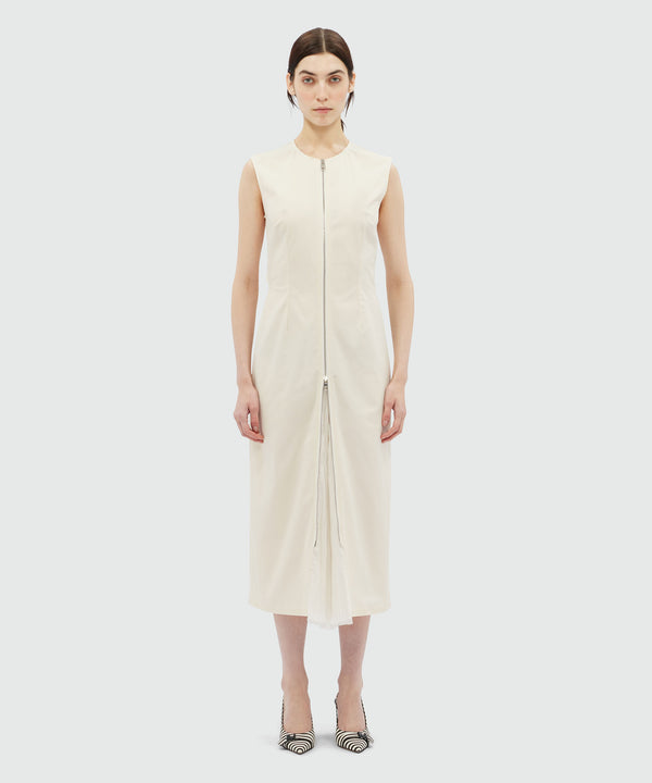 Gabardine midi dress with zip